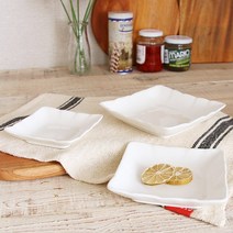 예쁜 정사각주름 구프 화이트 블랙 앞접시 반찬 찬기 나눔 도자기 그릇, 구프(3호) 화이트