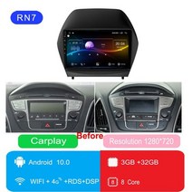 현대 투싼 내비게이션 네비게이션 creta ix35 2012-2014 2015 안드로이드 멀티미디어 플레이어 gps 2din 자동차 매립 매립형 내비 네비 오토미러링, rn7(3g 32g) 4g lte