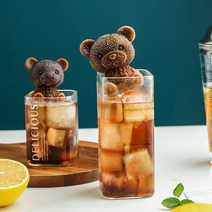 홈카페 하이볼 커피 라떼 실리콘 아이스 큐브 메이커 몰드 곰돌이 얼음틀 1p, 소