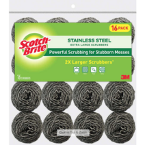 Scotch-Brite 2X Larger Stainless Steel Scrubbers 스카치브라이트 2배 더 큰 스테인리스 스틸 스크러버 철수세미 16개입 1팩, 1팩(16개입)