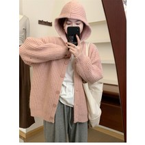 케비 후드 니트 가디건 2458