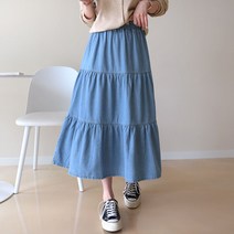 데일리앤 밴딩 플레어 데님 캉캉 스커트 템버