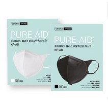 [퓨어에이드 플러스] KF-AD (100매) 새부리형 100% 국산소재 국내생산 식약처허가 (대형) (블랙 화이트), 1매입, 100매, 블랙