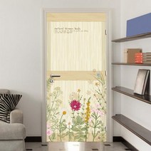 [KT알파쇼핑]현관문시트지 에어프리-수채화 푸르른 꽃잎, 단일상품_색상_상세페이지참조