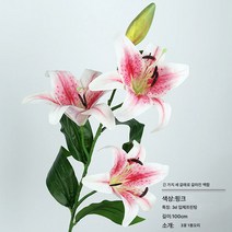 바이오닉 플라워 부케 향수 백합 조화 백합 모조 꽃 장식 꽃꽂이 거실 식탁 플라스틱 꽃꽂이, 2204세머리릴리:핑크, 1개