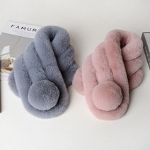 예쁨주의 퍼 왕방울 머플러/10종 캔디컬러웜스카프 퍼머플러 스카프 목도리 머플러 목워머 퍼스카프 렉스모피 인조머플러, 핑크