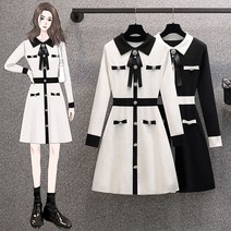 L-4XL 제니 니트 원피스 결혼식 하객룩 돌잔치 상견례