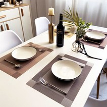1인 식탁 매트 그릇 플레이팅 패드 매트 깔개, 실버