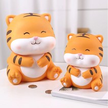 호랑이 저금통 귀여운 특이한 지폐/동전 예쁜 저금통, 눈 감은 호랑이, 대형, 1개