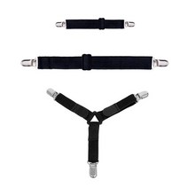 JS STYLE 침대시트 패드 커버 고정밴드 4P 매트 이불 침대보 집게 매트리스 밀림방지 고정핀 클립, 블랙, 1.일자형 (4P), 블랙