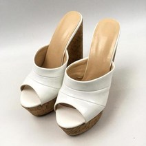 여름 여성용 여성 코르크 웨지 샌들 플랫폼 하이힐 신발 노새 편안한 슬리퍼 블랙 레드 특허 가죽