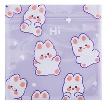킹콩아울렛 10매입 다용도 캐릭터 비닐지퍼백 미니 포장 봉투 파우치 크리스마스선물, 12. 퍼플래빗