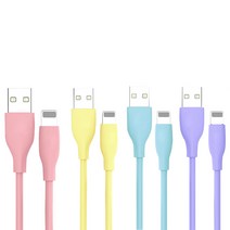 아이엔조이 마카롱 고속 충전 USB 아이폰 케이블 4개입, 혼합색, 2m