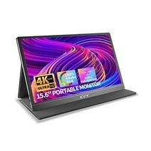 KYY 4K 휴대용 모니터 15.6' 3840x2160 UHD USB-C 모니터 100% Adobe RGB 400cd/㎡ IPS 컴퓨터 게임 디스플레이 HDR 여행용 w/스, Grey