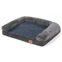 Bingopaw 대형 강아지 메모리폼 침대 커버 분리형 쿠션 방석 그레이, M 80x60x18cm