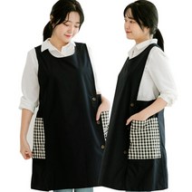 내추럴체크 원피스 앞치마 주머니 큰 롱앞치마, 1개