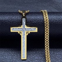보석 알함브라 목걸이 십자가 펜던트 골드 컬러 스탈 스테인레스 스틸