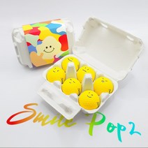 스마일 팝 ver.2 계란골프공 6구 2피스 무광 비비드 컬러볼 골프공 인쇄 선물, 노랑(YELLOW)