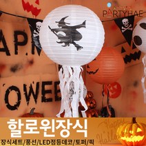 (주)파티해 할로윈 장식2 D-G - 월데코 종이등 데코 행잉 호박 LED 거미줄, E01_할로윈수염등-마녀