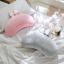 조우니 해피바니 모찌 토끼 반달 쿠션베개, 파스텔그레이