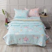 아몽레브 유니콘 이불 주니어 키즈 아동 어린이 차렵 모달100% 침구 세트 S, 모달유니콘 블루 싱글세트(이불1+패드1+베개커버1)