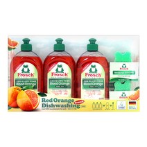 프로쉬 레드오렌지 주방세제 500ml x 3입+스펀지2+펌프1, 3입