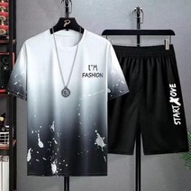 남성 트레이닝세트 트레이닝복 남자 땀복 여름 패션 트랙 수트 반소매 투피스 세트 Tshirt + 반바지 캐주얼 스타일 Streetwear Sweatsuit