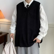 남성 브이넥 베이직 니트 조끼 W095