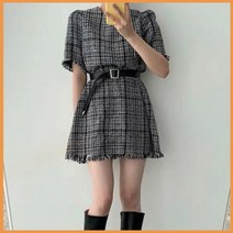 A라인 트위드 원피스 블랙 벨트 미니 스커트 원피스 코트 레이어드 추천 드레스 옷 여성 여자 의류 상의 여친 룩 트렌드 코디 스타일 의상 대학생 외출 패션 패셔니스타 디자인 룩북 유행 에이라인 예식장 하객룩