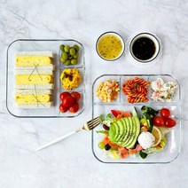 로얄포드 강화유리 칸칸접시 M, 3개