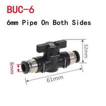 오토드레인 buc 4mm 6mm 8mm 10mm 12mm 블랙 공압 푸시 인 퀵 조인트, PC-6