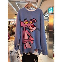 여성 호피 니트 가디건 빅사이즈 와 세련된 점퍼 만화 핑크 레오파드 겨울