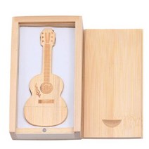 JASTER무료 사용자 정의 로고 펜 드라이브 기타 모양의 USB 플래시 나무 상자 메모리, 16GB+Bamboo with box