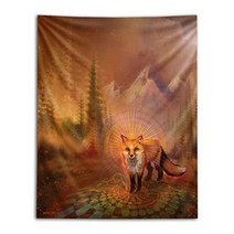 Third Eye Tapestries “Wise Fox” Wall Tapestry by Simon Haiduk - Wildlife Art Tapestry - Hanging Mode, 1