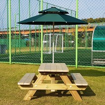 [자연쉼터] (도색가격) 반조립 4인용 일반형 야외 방부목 테이블 단품과 세트 야외테이블, BA_b3)4인용_방부목_연초록색_중형초록_고정대 세트