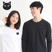 멋지군 쿨론 기능성 라운드 긴팔 고양이 자수 남녀공용 쿨 티셔츠