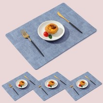 라데코 내츄럴 스퀘어 식탁매트 4매 세트, 인디고 블루