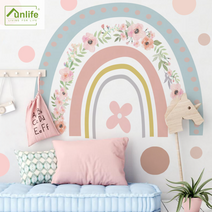 포인트 데코 벽스티커 36가지 종류 아이방 인테리어 / 리무버블 크리스마스 시트지 키즈룸 아기방 벽지 현관문 천장 데코 어린이집 창문 유리 윈도우 카페 화장실 놀이방, 26. 무지개-대형꽃