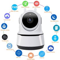 360카메라 360도 VR CCTV 3D 촬영 HD 1080P 스마트 홈 와이파이 카메라 실내 IP 보안 감시 360 PTZ 모션 감지 아기 애완 동물 모니터 캠, 1080P Camera Only_AU 플러그