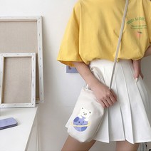 지구봄 고급 캔버스원단 완소 미니 드링크백 에코백, 지구곰, 1개