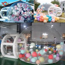 돔하우스 글램핑 캠핑 비닐하우스 쉘터 이글루 돔텐트 풍선 포함 팽창식 에어 돔 텐트 파티 고용 야외 쇼 투명 버블 하우스, 2.4m diameter