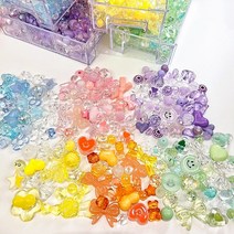 오로라 비즈 키링 만들기 팩 데코덴 파츠 꾸미기 팔찌 악세사리 만들기 DIY 탑꾸, 핑크, 1개