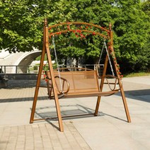 그네의자 흔들 야외 카페 원목 펜션 체어 벤치, N