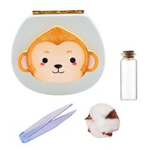 QDY 신생아 소년 소녀용 치아 요정 상자 치아 보관 정리함 보호기 상자, 11.2cmx10.2cmx4.3cm, 나무 ABS, 원숭이 블루