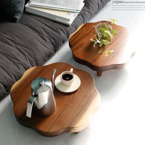 꽃모양 찻상 2size 다과상 개다리소반 호족반 원목 미니 티테이블