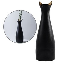 프리츠한센 이케바나 도자기 화병 항아리 꽃병 농가 세라믹 고양이 오프닝 카페 숍 꽃 냄비 버드, [01] Black L