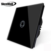 Eu 표준 크리스탈 유리 패널 방수 도어 벨 스위치 max 전압 250 v 터치 스크린, EU-Black 1-Gang