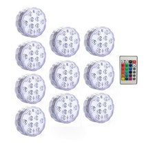 IP68 방수 RGB 잠수정 LED 조명 수중 야간 플라워 꽃무늬병 그릇 수족관 어항 연못 결혼식 웨딩 파티용, 1 controller 10 Lamp, Multicolor