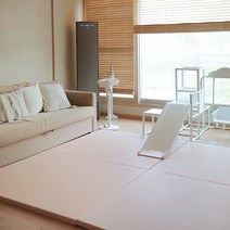 쁘띠메종 2단 폴더 거실매트 솔리드 210X140X4cm, 양면 크림