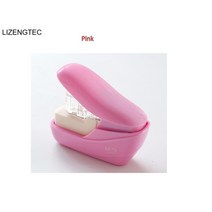 LIZENGTEC 미니 소형 스테이플 바인딩 기계 학교 사무실 공장 디자인, 02 Pink